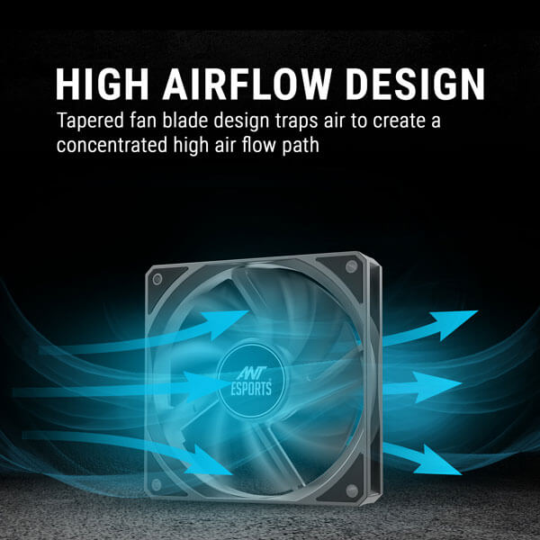 Ant Esports Darkflow Black Cabinet Fan, Triple Pack